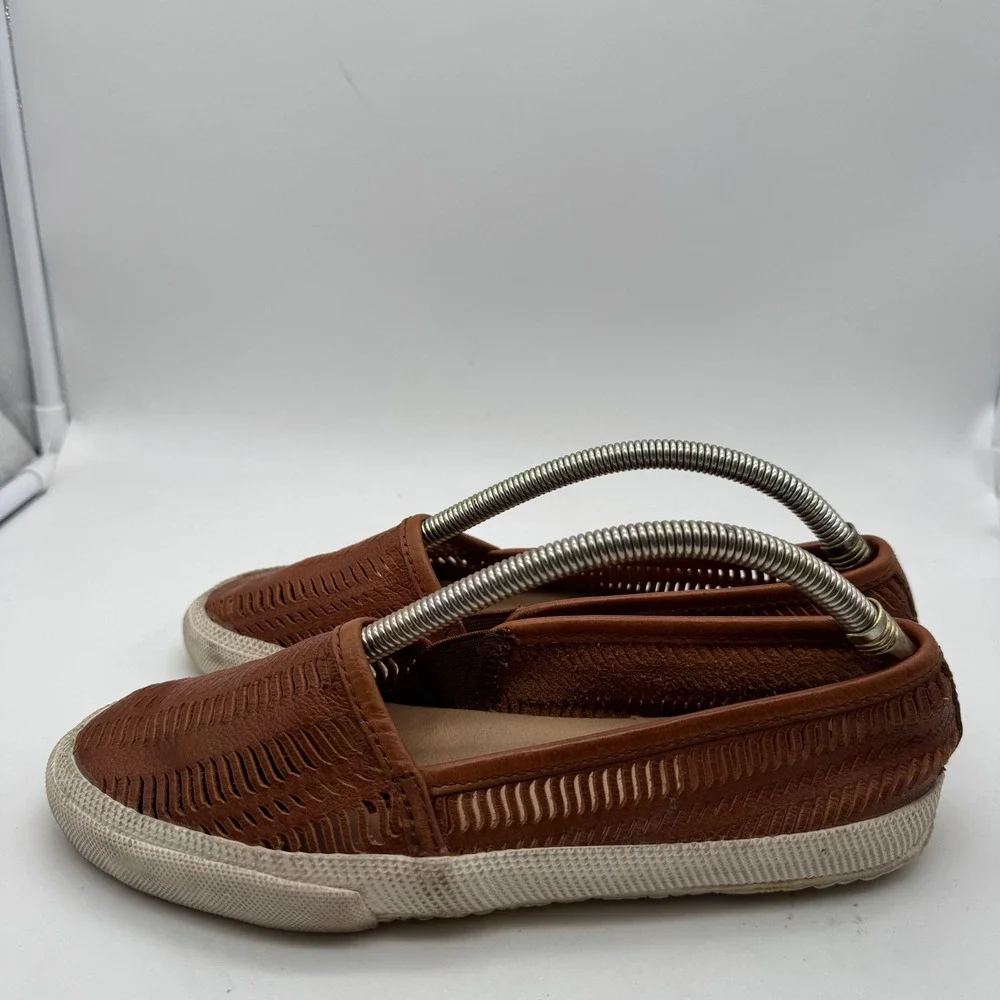 FRYE Kira Slipon‎ Leather Perforated Loafers Brown Women's Size 6.5